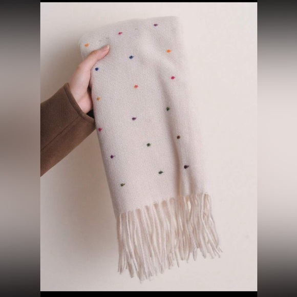SOFT FAUX CASHMERE SCARF COLORFUL POLKA DOT. NEW IN PACK - Picture 4 of 10